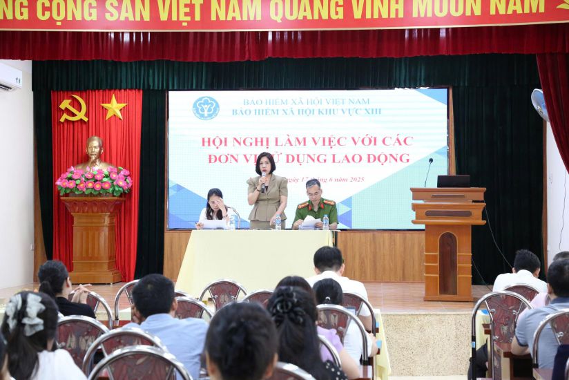 企業と協力するXIII地域の社会保険は、従業員に社会保険、健康保険、失業保険の支払いが遅いです。写真：社会保険地域XIII