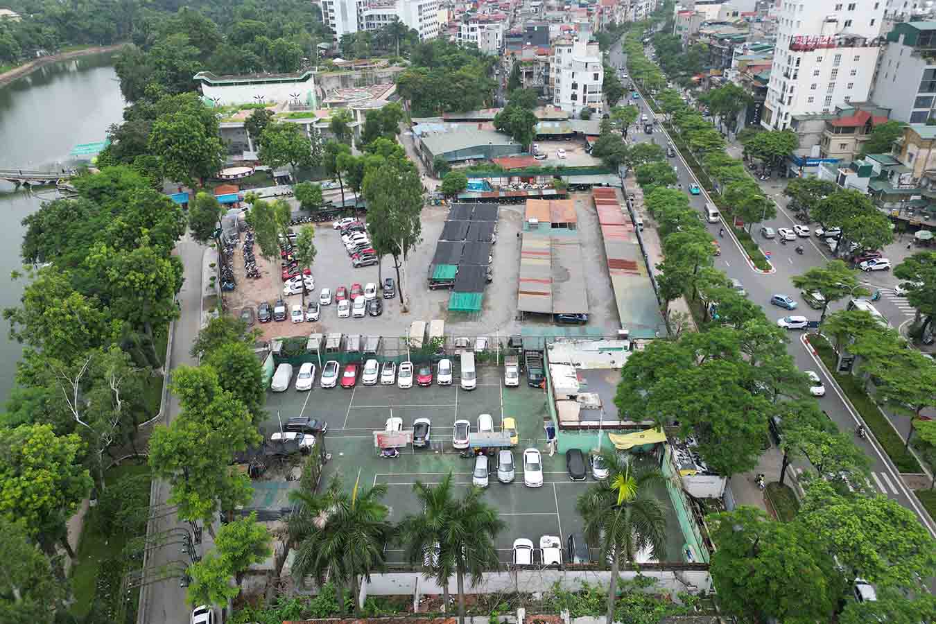 하노이 다오탄 거리의 지하 주차장 프로젝트는 수년 동안 시행되지 않았습니다. 사진: 흐우찬