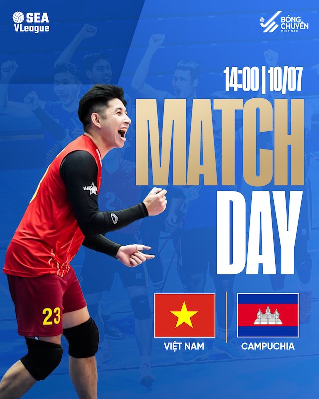 Tuyen bong chuyen nam Viet Nam va Campuchia o SEA V.League 2025. Anh: VFV
