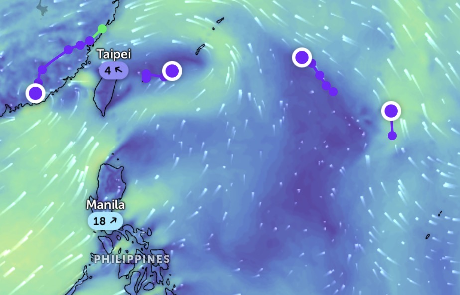 Vi tri cua 4 ap thap gan Bien Dong ma JTWC dang theo doi. Anh: Zoom Earth