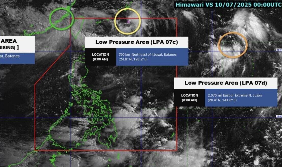 3 La baja presion cerca del Mar del Este aparecio simultaneamente. Foto: Pagasa