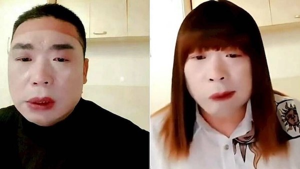 A man pretends to be a girl to cheat in China. Photo: Cut from video