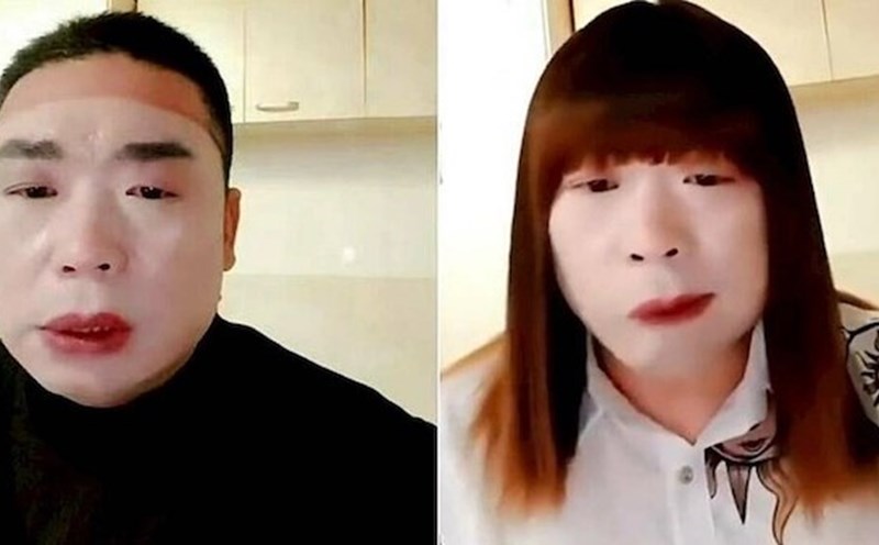 A man pretends to be a girl to cheat in China. Photo: Cut from video