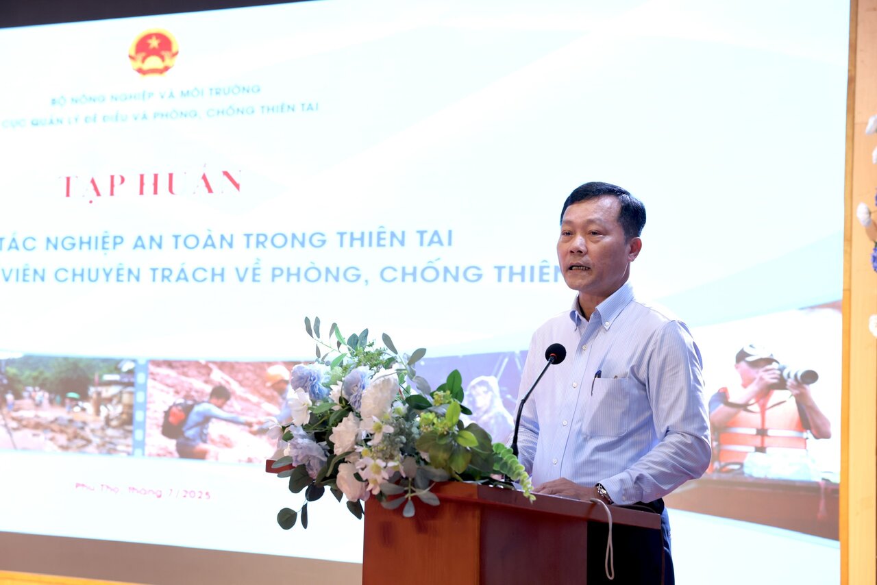Ong Nguyen Van Tien, Pho Cuc truong Cuc Quan ly de dieu va Phong, chong thien tai phat bieu tai buoi tap huan