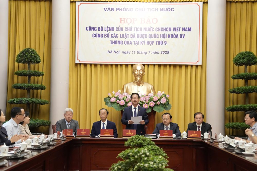 팜탄하 국가주석실 부실장은 9개 법률이 7월 11일 오전 기자 회견에서 발표되었다고 밝혔습니다. 사진: 듀이티엔