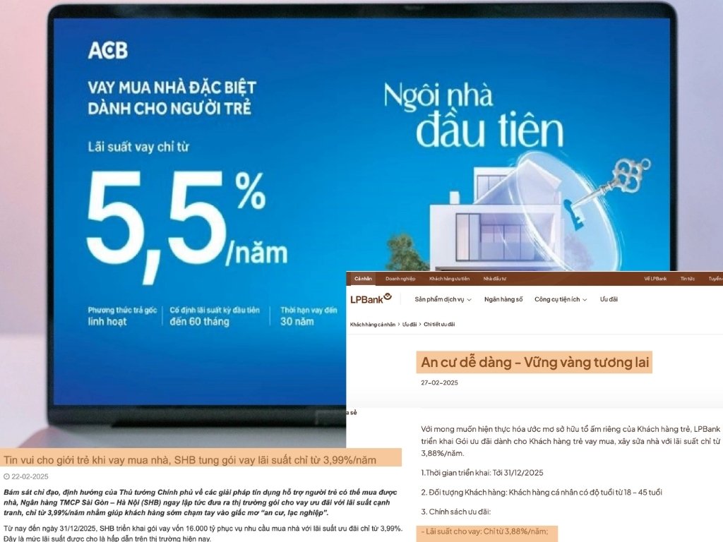 Nhieu goi vay mua nha lai suat uu dai danh cho nguoi tre duoi 35 tuoi duoc chao moi tren website, kenh truyen thong cua cac ngan hang. Anh: PV