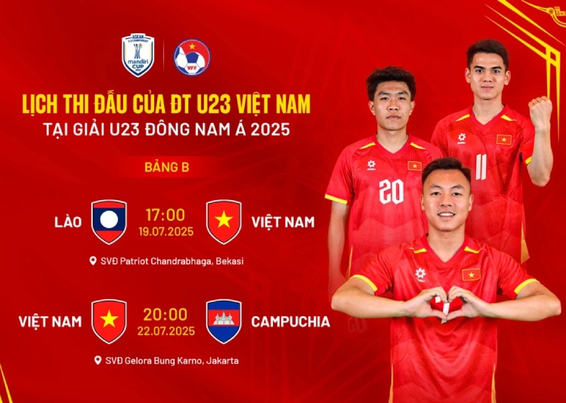 Lich thi dau cua U23 Viet Nam tai giai U23 Dong Nam A 2025. Anh: VFF