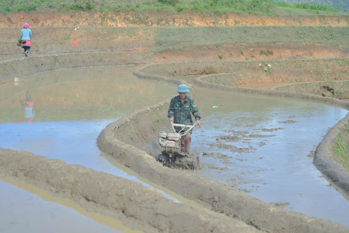 Nong dan vung cao Son La canh tac ruong bac thang. Anh: Truong Son