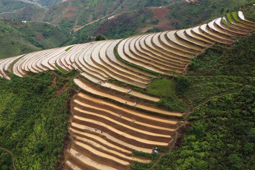 Ruộng bậc thang mùa nước đổ trên rẻo cao Sơn La