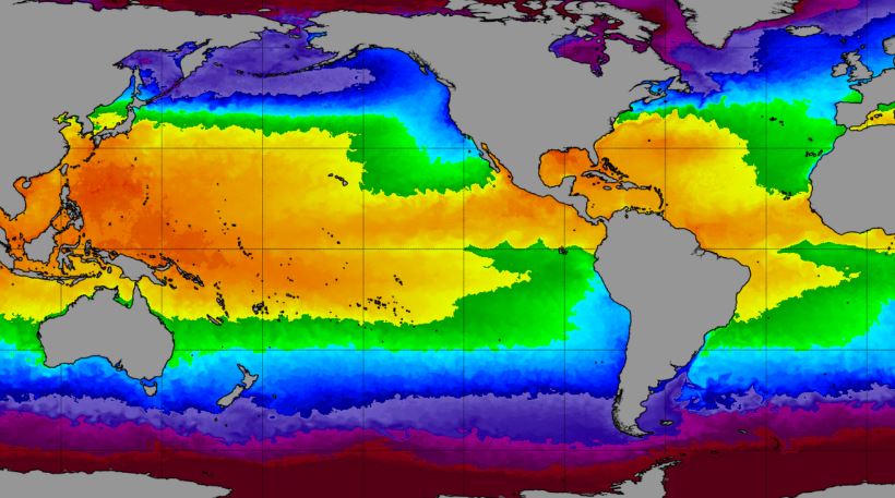 Neutral Enso hace que la temporada de tormentas sea impredecible. En la foto esta la temperatura mundial el 10.7.2025. Foto: NOAA