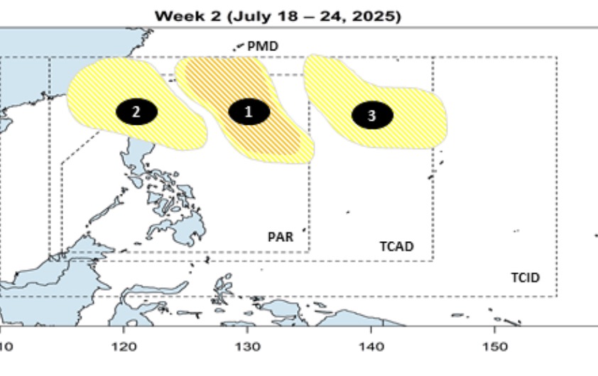 Las tormentas y la baja presion siguen entre si para formarse cerca del Mar del Sur de China. Foto: Pagasa