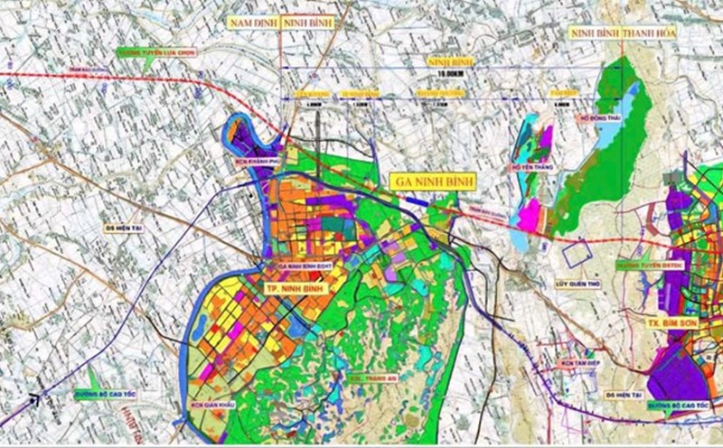 Map of the high-speed railway line on the North-South axis, passing through Ninh Binh province. Photo: Nguyen Truong