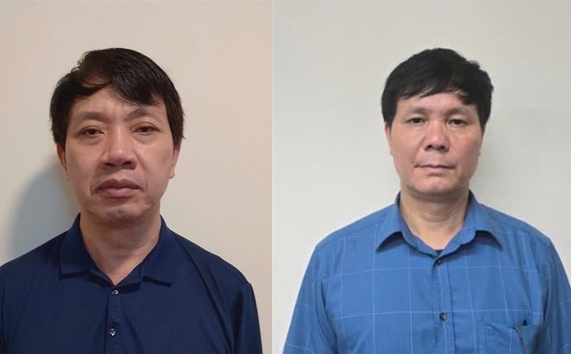 The Investigation Police Agency of the Ministry of Public Security has prosecuted the accused Le Duc Giang - Vice Chairman of the Thanh Hoa Provincial People's Committee (left) and the accused Pham Van Hoanh (right). Photo: Ministry of Public Security