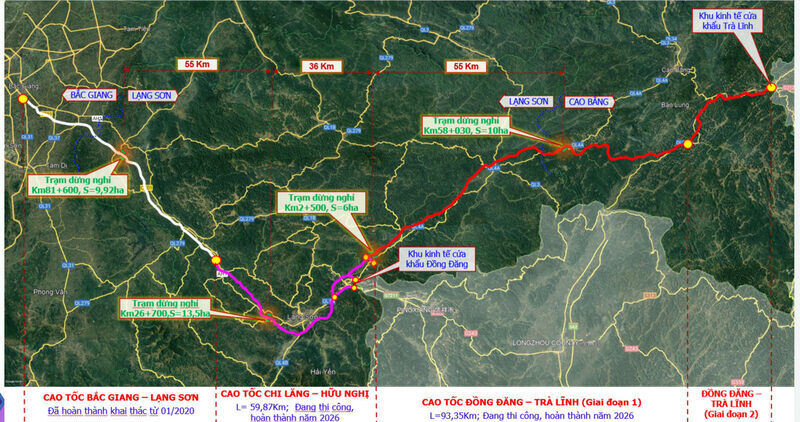 Binh do tong the tuyen cao toc Bac Giang - Chi Lang - Huu Nghi (Lang Son) - Tra Linh (Cao Bang). Anh: DVCC