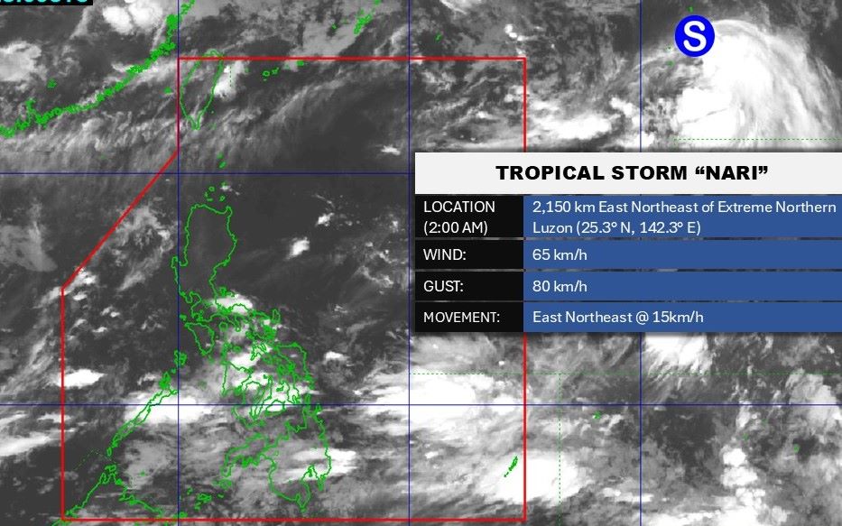 Vi tri tam bao Nari hoi 2h ngay 13.7.2025. Anh: PAGASA