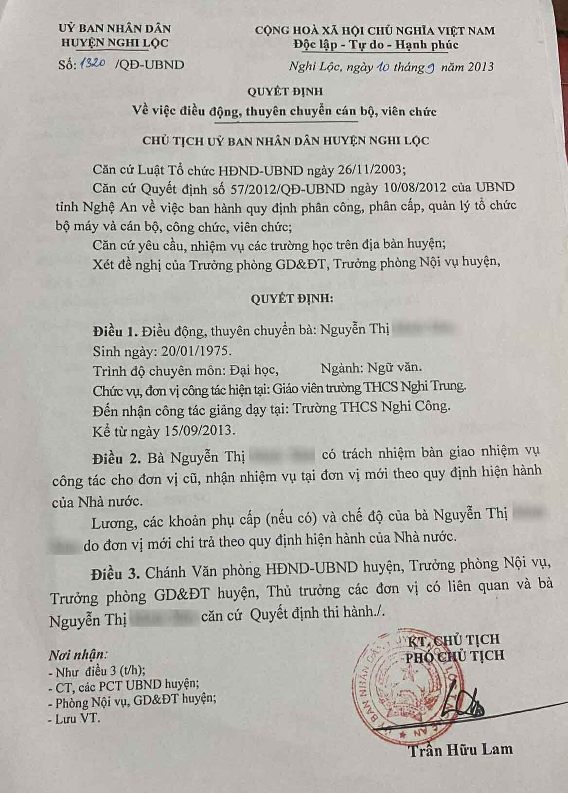 The decision was made to transfer and transfer Ms. S in 2013. Photo: Quang Dai