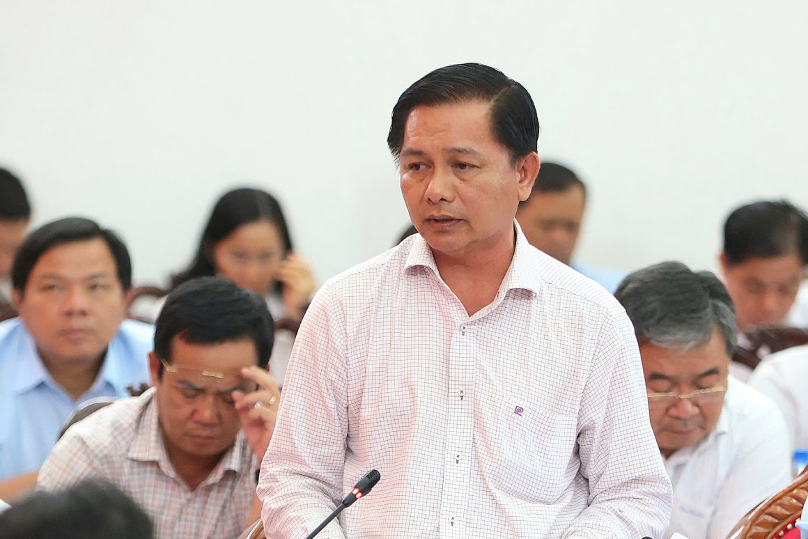 Chu tich UBND TP Can Tho Tran Van Lau phat bieu tai hoi nghi. Anh: Ta Quang