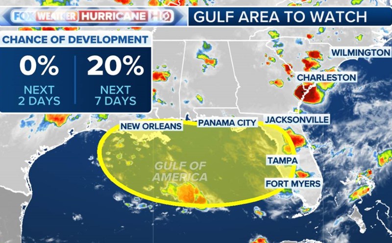 The low pressure is forecast to affect Florida (USA) this week. Photo: Fox Weather