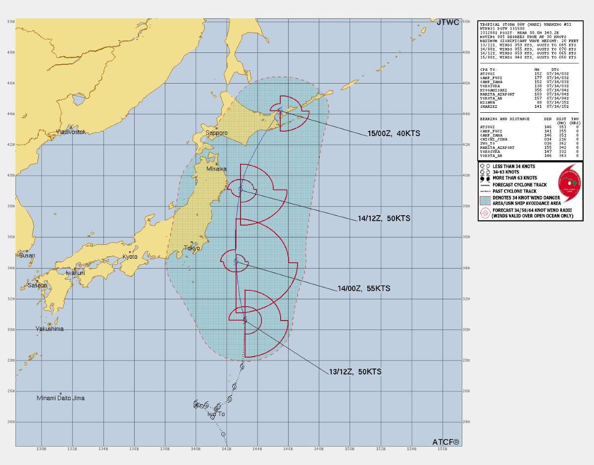 Du bao duong di cua bao Nari. Anh: Trung tam Canh bao bao Lien hop My JTWC