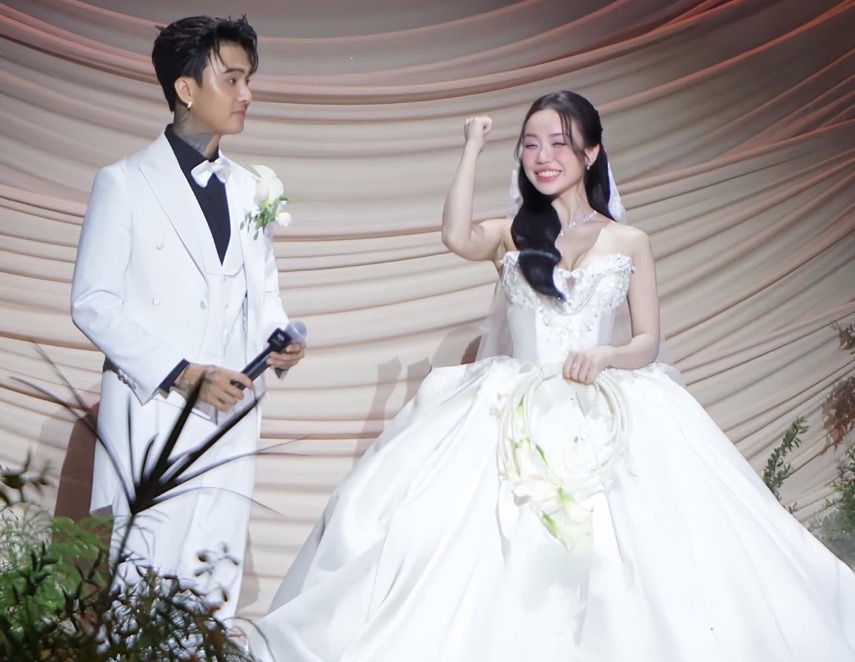 Dat G and Cindy Lu at the wedding party. Photo: Provided by the artist.