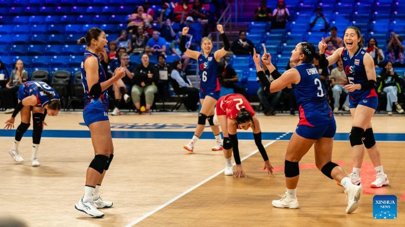 タイ女子バレーボール代表がVNL 2025で優勝に成功。写真:Xinhua