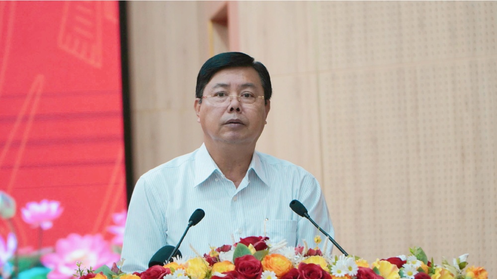 Bi thu Tinh uy An Giang Nguyen Tien Hai phat bieu tai hoi thao. Anh: Nguyen Anh
