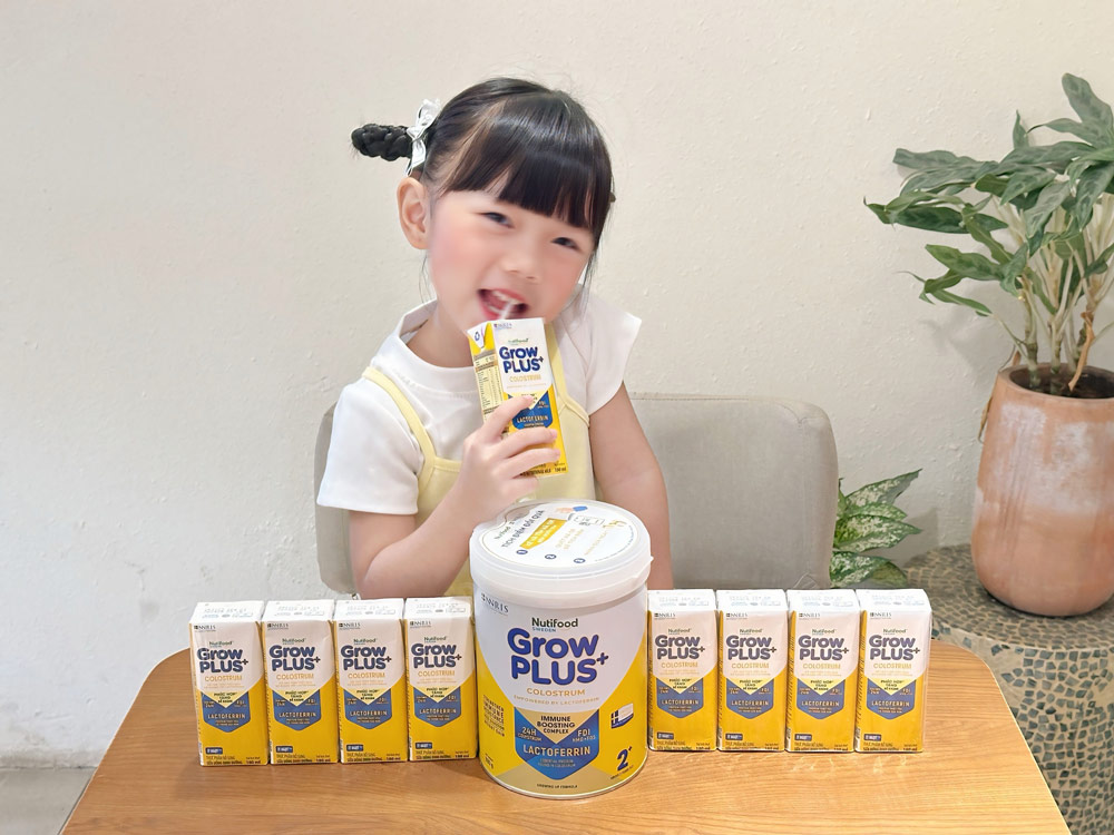 Sua cong thuc Nutifood GrowPLUS+ Colostrum Lactoferrin giup tang hieu qua de khang cho tre nho.
