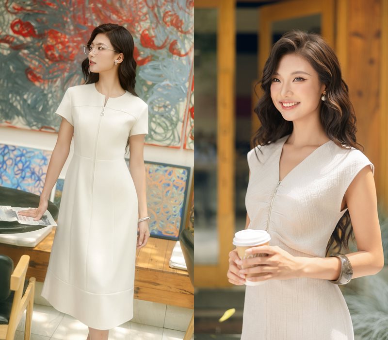 Toi gian nhung day tinh te, dam midi la lua chon hoan hao cho quy co yeu thich phong cach trang nha va thanh lich.