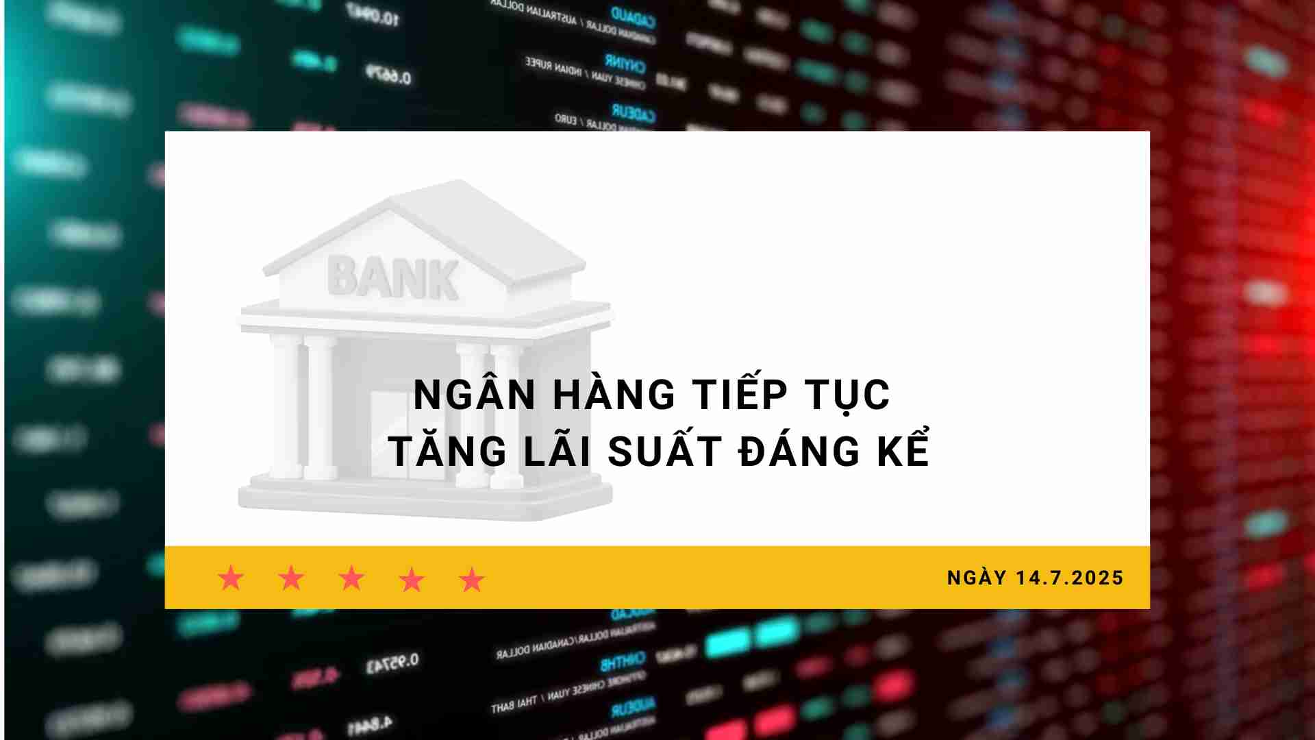 Tasa de interes 14.7: el banco continua aumentando significativamente las tasas de interes
