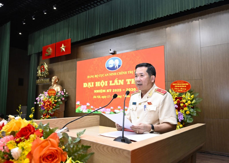 Thieu tuong Dinh Van Noi, Cuc truong Cuc ANCTNB phat bieu tai dai hoi.