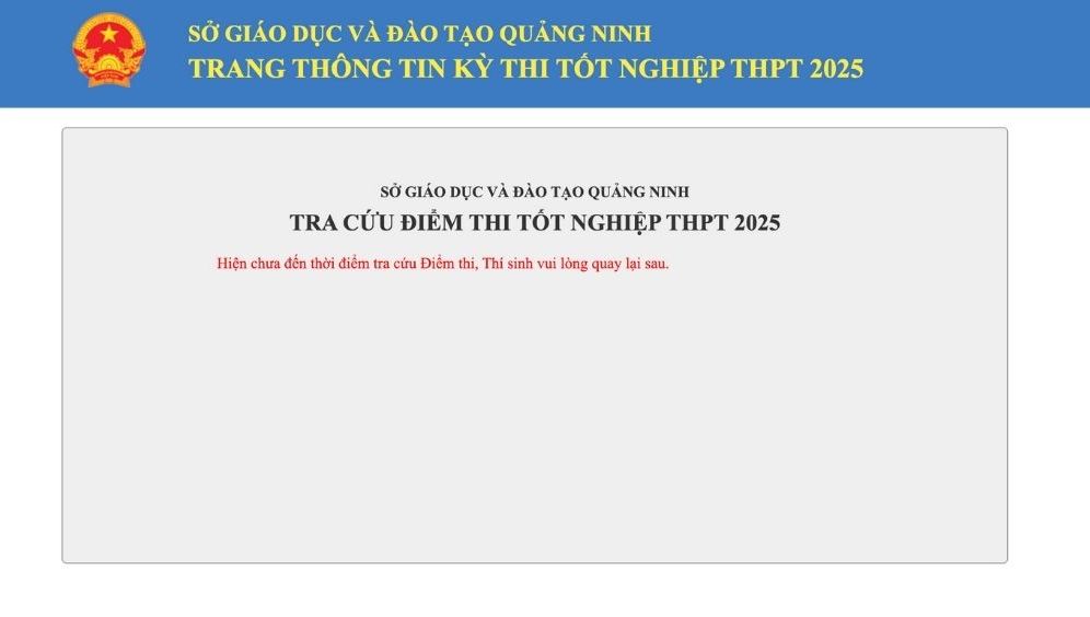Giao dien website tra cuu diem thi tot nghiep THPT nam 2025 tai Quang Ninh.