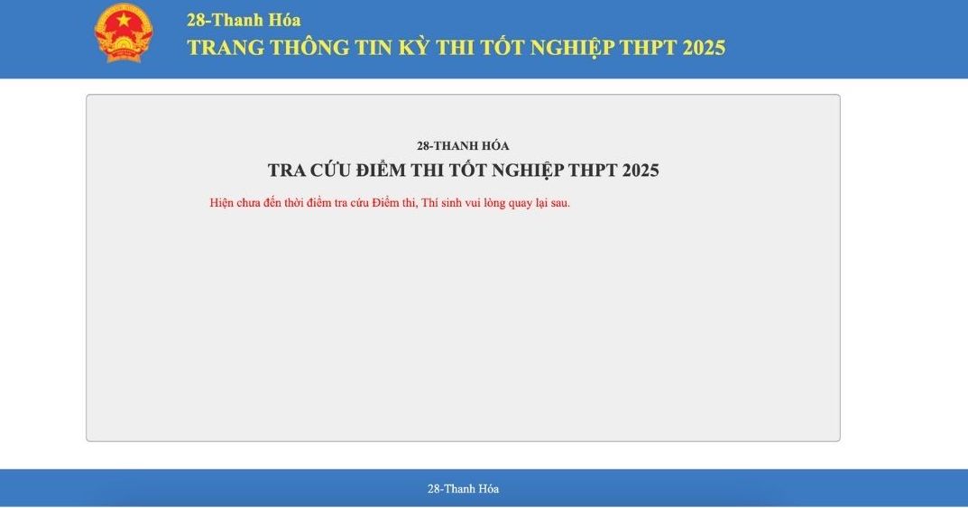 Giao dien website tra cuu diem thi tot nghiep THPT nam 2025 tai Thanh Hoa.