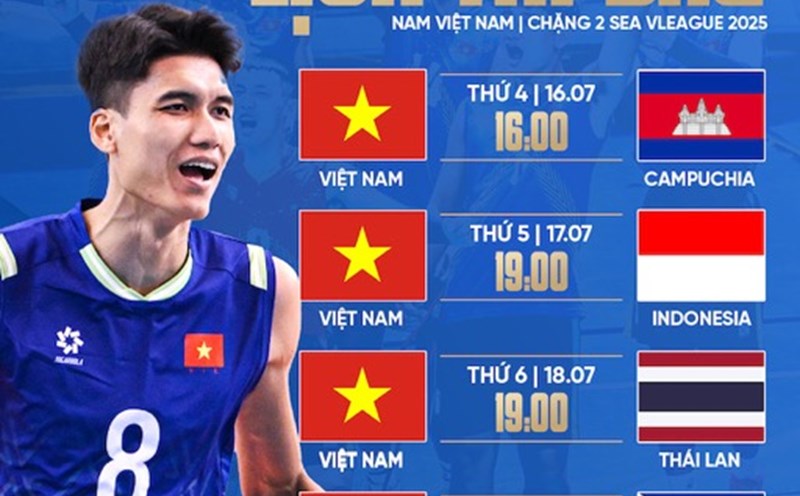 The Vietnam men's volleyball team is ready for the second phase of the 2025 SEA V.League in Indonesia. Photo: VFV