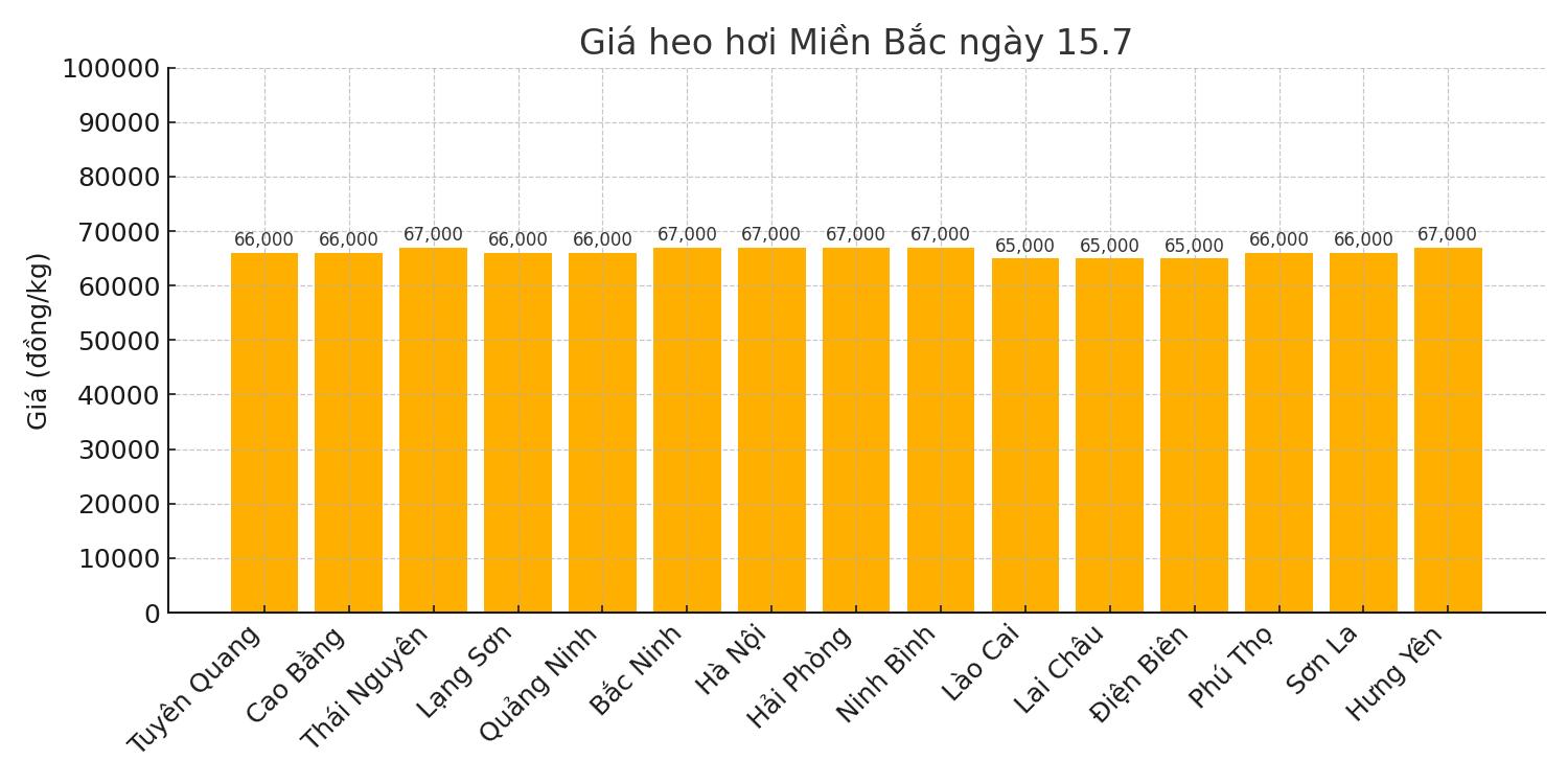 Gia heo hoi ngay 15.7 tai khu vuc mien Bac. Do hoa: Thuy Linh