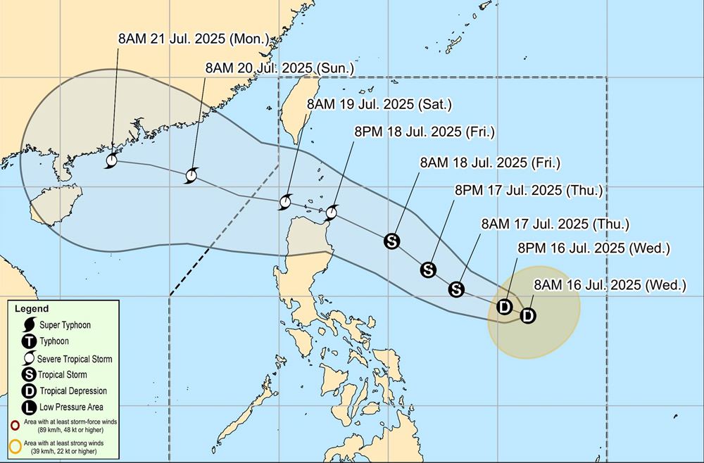 Ap thap nhiet doi gan Bien Dong se manh len thanh bao trong 24 gio toi. Anh: PAGASA