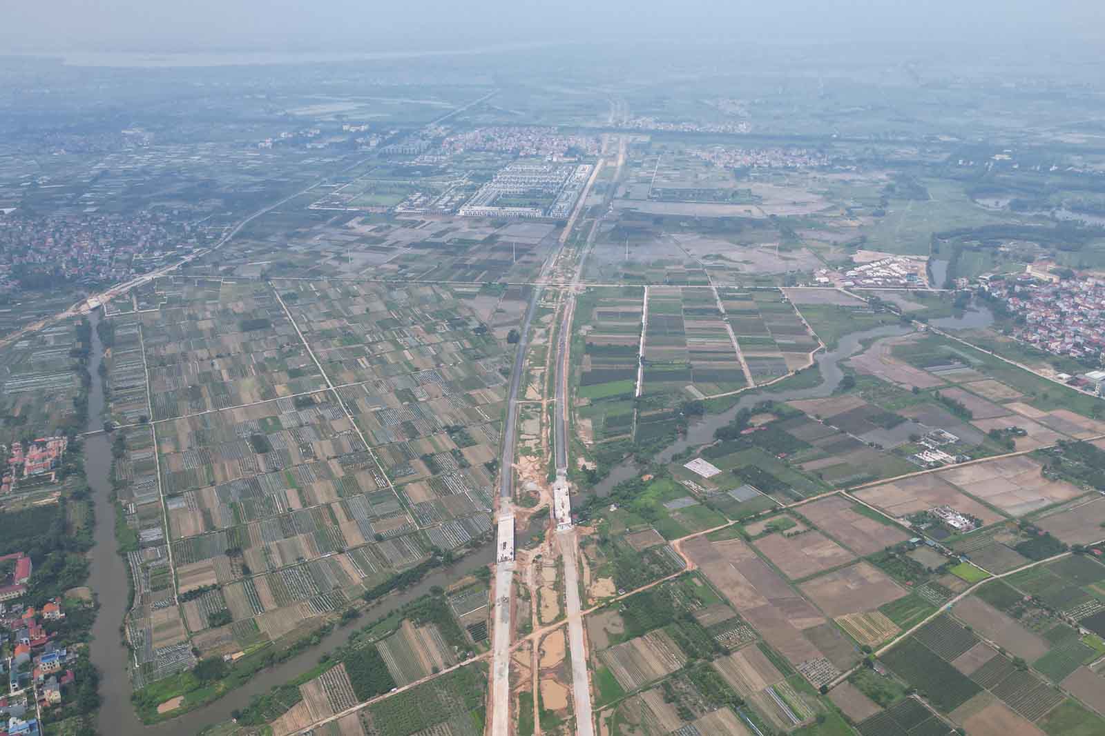 Vành đai đoạn qua huyện Mê Linh (cũ) nhìn từ trên cao. Ảnh: Sóng Hữu