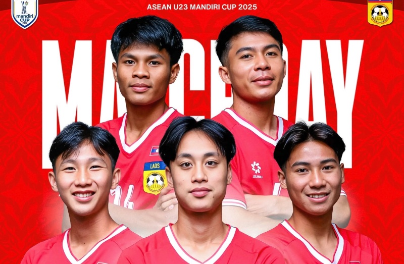 U23 Laos meets Cambodia at the 2025 U23 Southeast Asian tournament. Photo: Lao Labor Federation