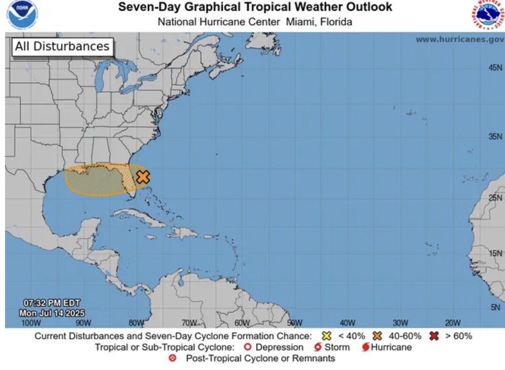 Se espera que el area de baja presion se convierta en una tormenta. Foto: NOAA