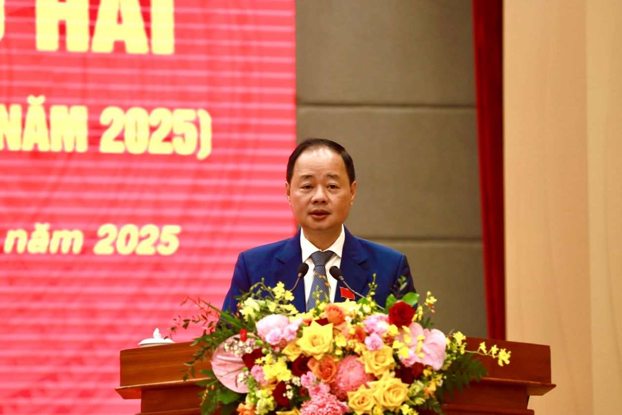 Ong Tran Hong Thai - Chu tich HDND tinh Lam Dong phat bieu. Anh: Lam Hong