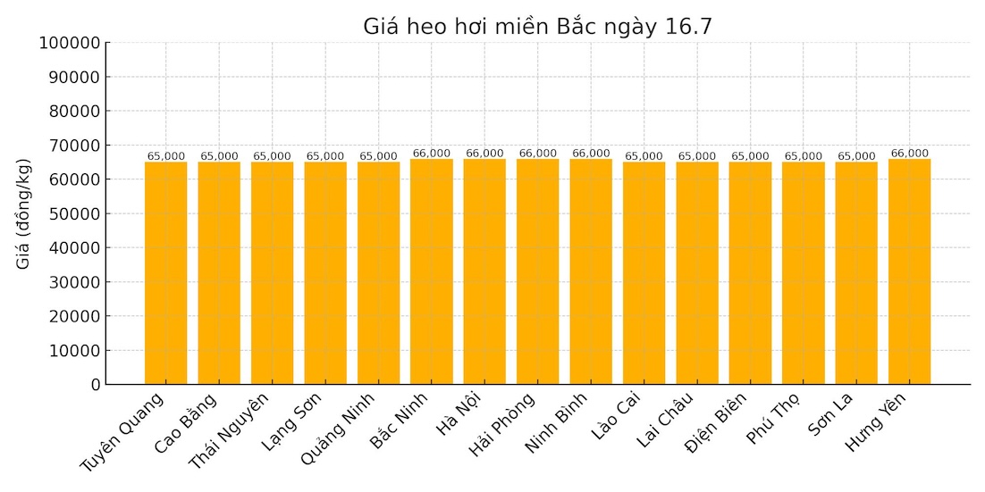Gia heo hoi ngay 16.7 tai khu vuc mien Bac. Do hoa: Thuy Linh