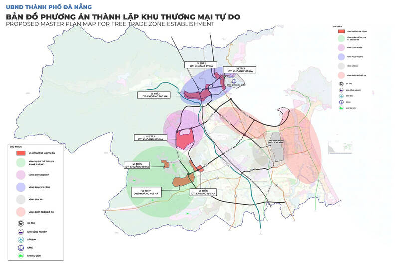 다낭 자유 무역 지역 설립 계획 지도. 사진: 다낭시 인민위원회