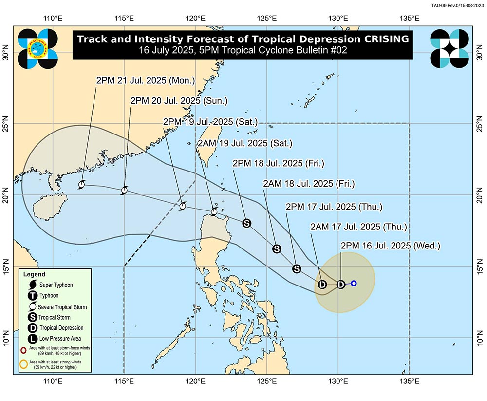 Du bao ap thap nhiet doi gan Bien Dong se manh len thanh bao so 3. Anh: PAGASA