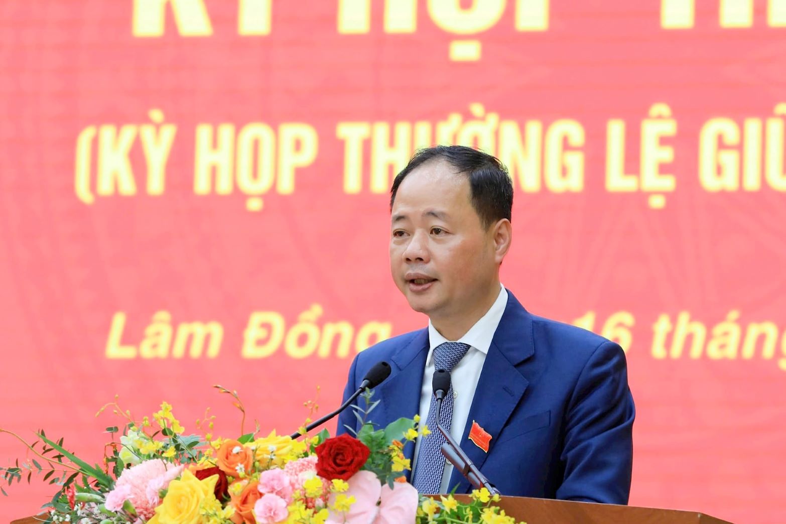 Ong Tran Hong Thai – Chu tich HDND tinh Lam Dong phat bieu. Anh: Phuoc Le