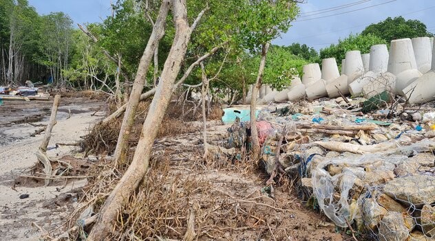 雨季が始まったばかり、カマウ省で地滑り、多くの場所で地盤沈下