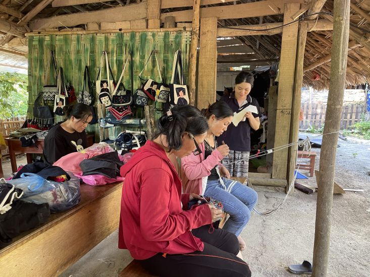 La zona turistica comunitaria esta hinchada, Cao Son Commune crea empleos, aumenta los ingresos para las trabajadoras de Dao Ettnic People. Foto: Thu Hang