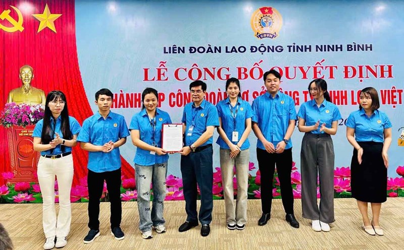 The Trade Union of LCFC Vietnam Co., Ltd. is the first Trade Union established after the merger of the new Ninh Binh province. Photo: Ninh Binh Trade Union