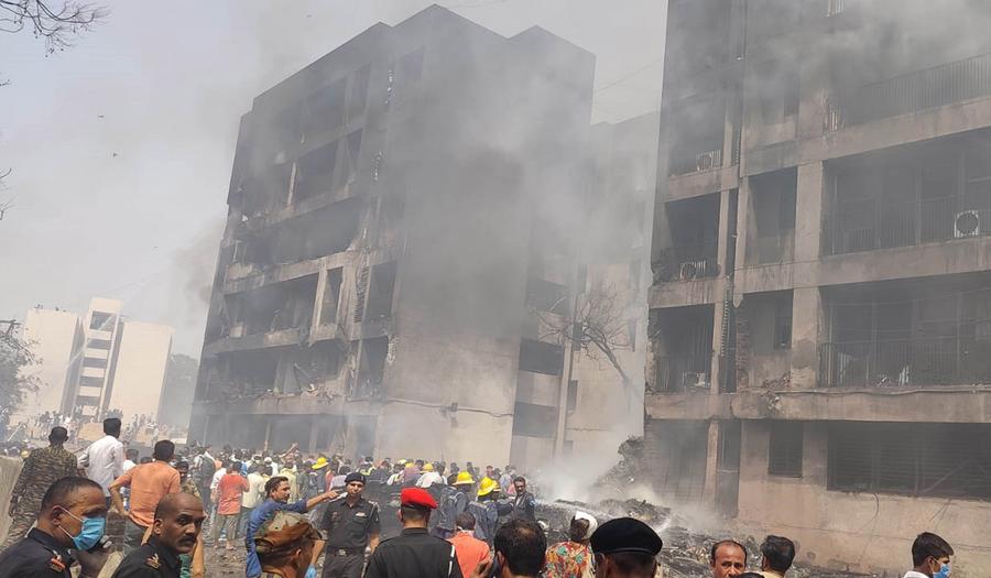 La escena del accidente aereo en India el 12 de junio. Foto: Xinhua