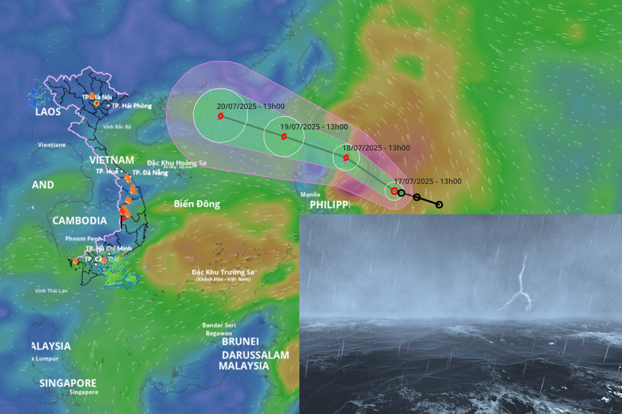 Forecast of the intensity of the tropical depression when it strengthens into a storm, enters the East Sea