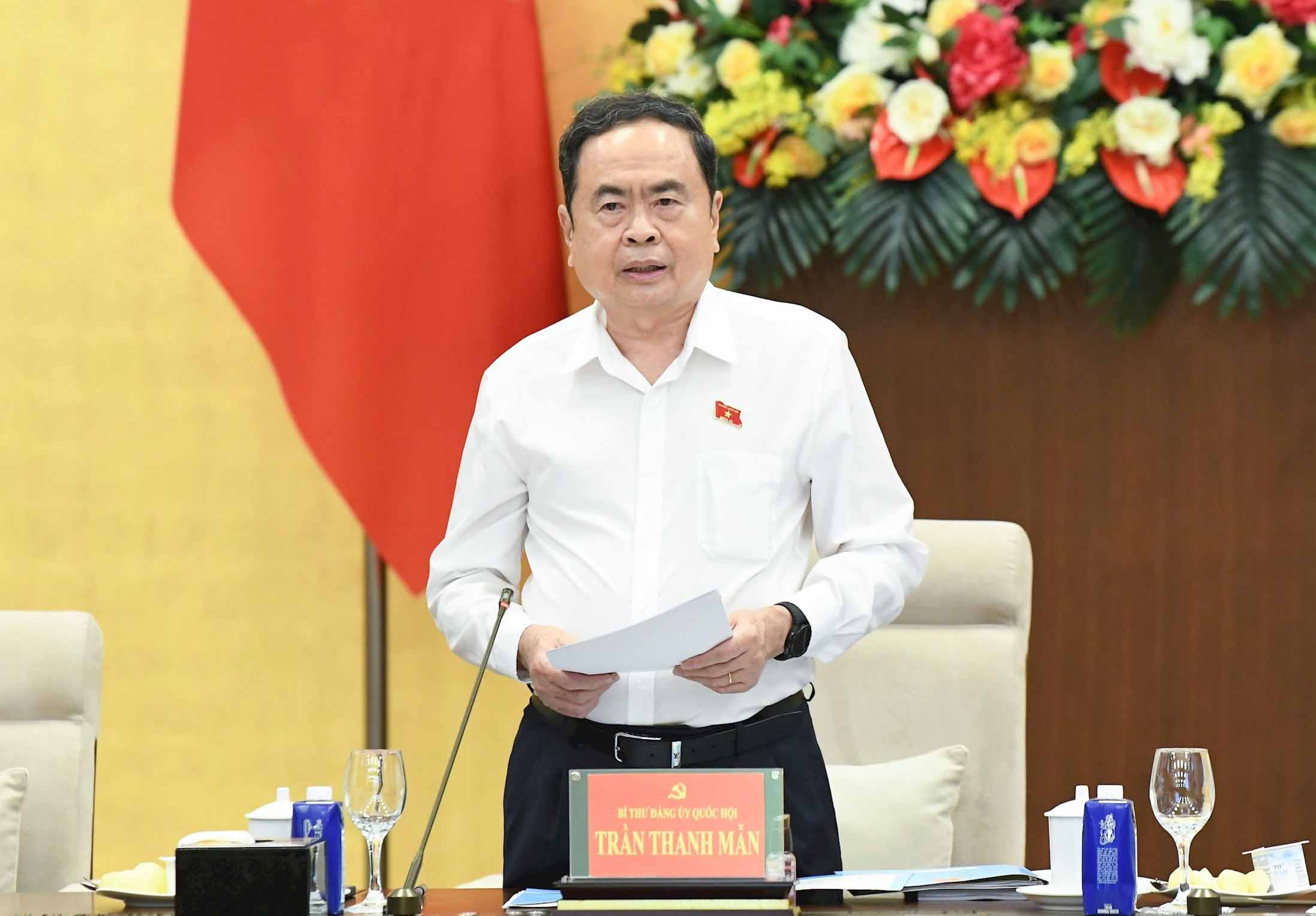 Politburo member, Secretary of the National Assembly Party Committee, Chairman of the National Assembly Tran Thanh Man chaired a conference to prepare for the National Assembly Party Congress. Photo: Lam Hien