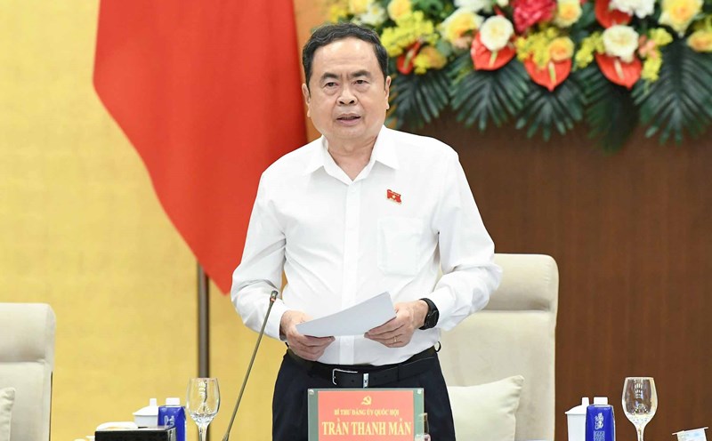 Politburo member, Secretary of the National Assembly Party Committee, Chairman of the National Assembly Tran Thanh Man chaired a conference to prepare for the National Assembly Party Congress. Photo: Lam Hien